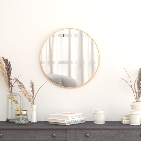 Flash Furniture 24" Round Gold Metal Framed Accent Wall Mirror RH-M003-RD60BB-GD-GG